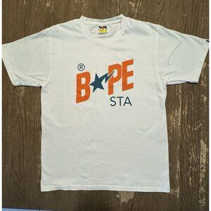 A Bathing Ape Bape Sta Logo White T shirt Men Size Large